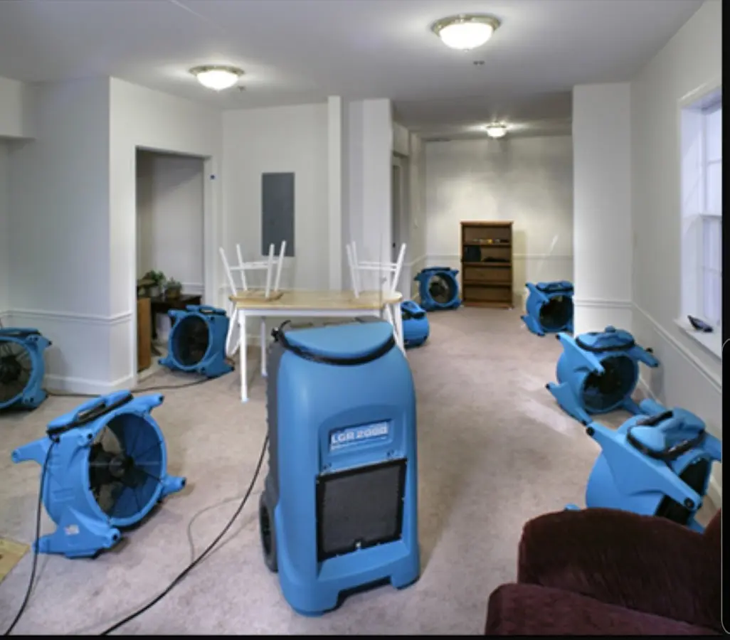 Air movers and dehumidifier setup for Water Damage Restoration in Seminole